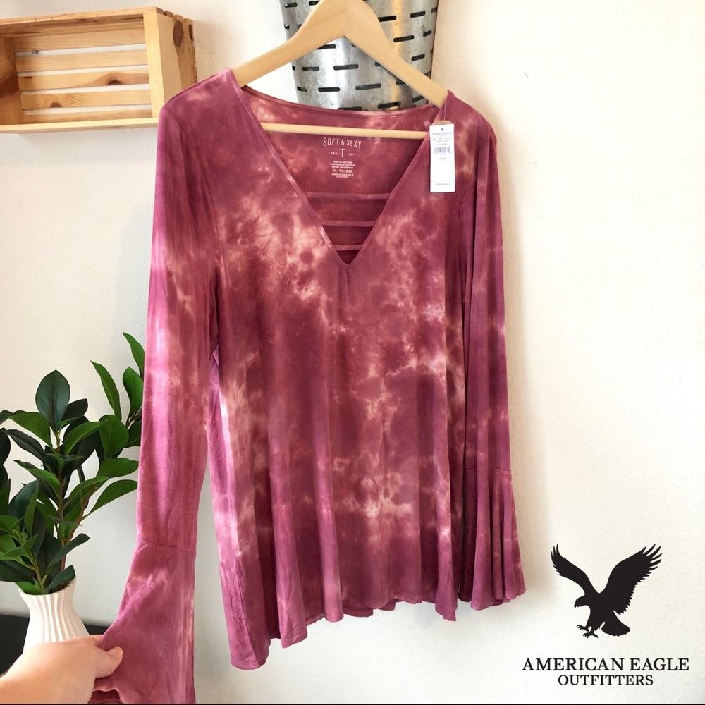 AE Bell-Sleeve “Soft & Sexy” Rose Shirt